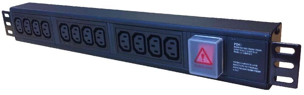 PDU-UK3M-4C13-HOR Basic 4-Way 1.5U Horizontal PDU, Input=3meter UK3pin Plug (BS1363), Output=4x IEC C13 Connectors Prouct Image 1