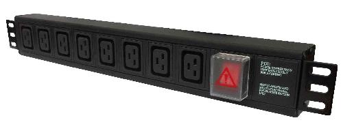 Basic 8-Way 1.5U Horizontal PDU, Input=3meter C20 Connector, Output=8x IEC C19 Connectors