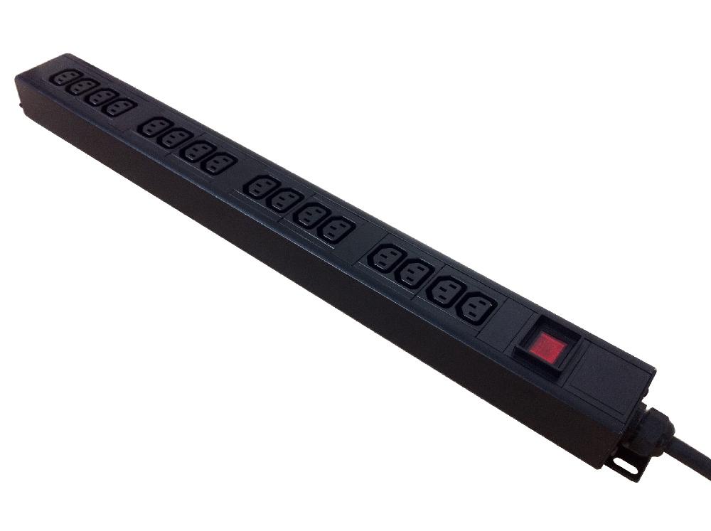 PDU-C203M-24C13-VER Basic 24-Way Vertical PDU, Input=3meter C20 Connector, Output=24x IEC C13 Connectors Prouct Image 1